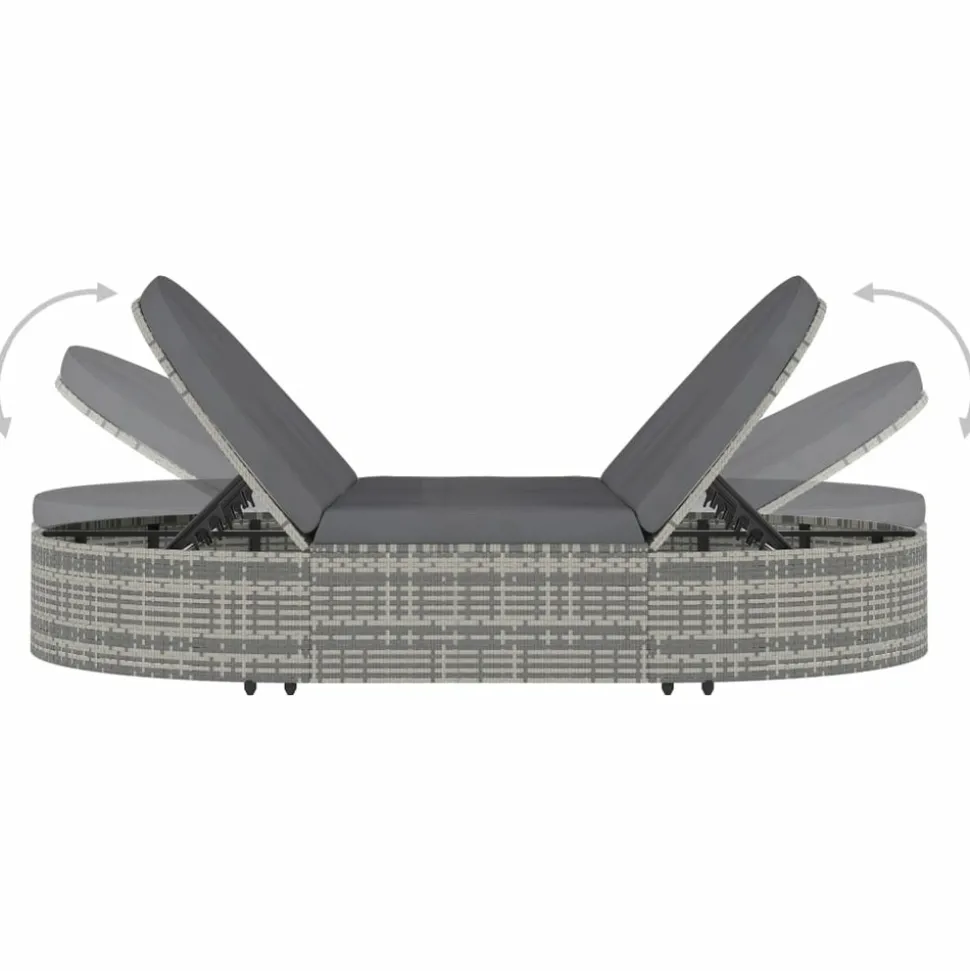 MAISON EXCLUSIVE - Chaise longue à 2 places avec coussins résine tressée gris
