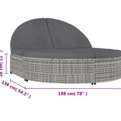 MAISON EXCLUSIVE - Chaise longue à 2 places avec coussins résine tressée gris