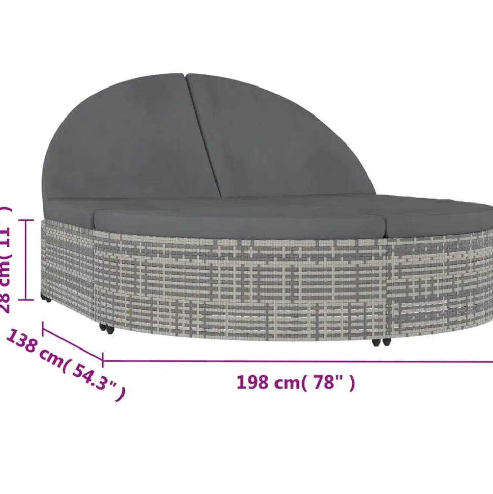 MAISON EXCLUSIVE - Chaise longue à 2 places avec coussins résine tressée gris