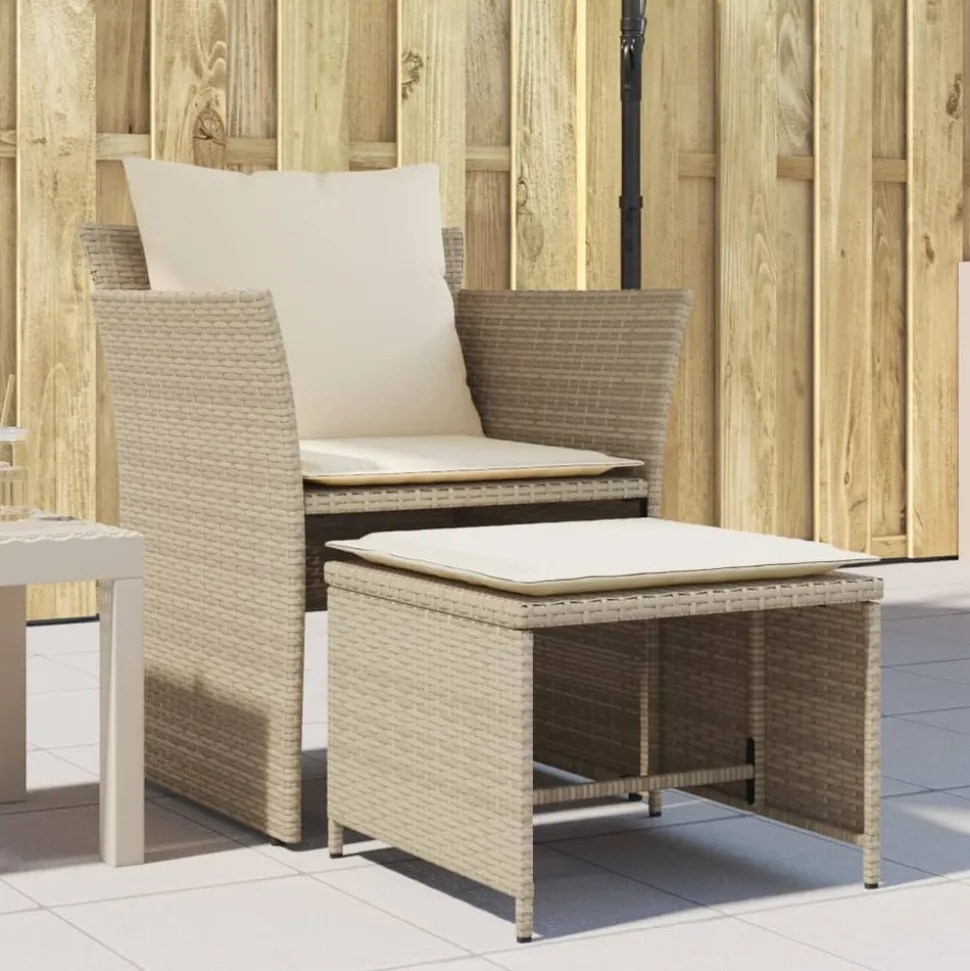 MAISON EXCLUSIVE - Chaise de jardin avec tabouret beige résine tressée
