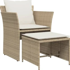 MAISON EXCLUSIVE - Chaise de jardin avec tabouret beige résine tressée