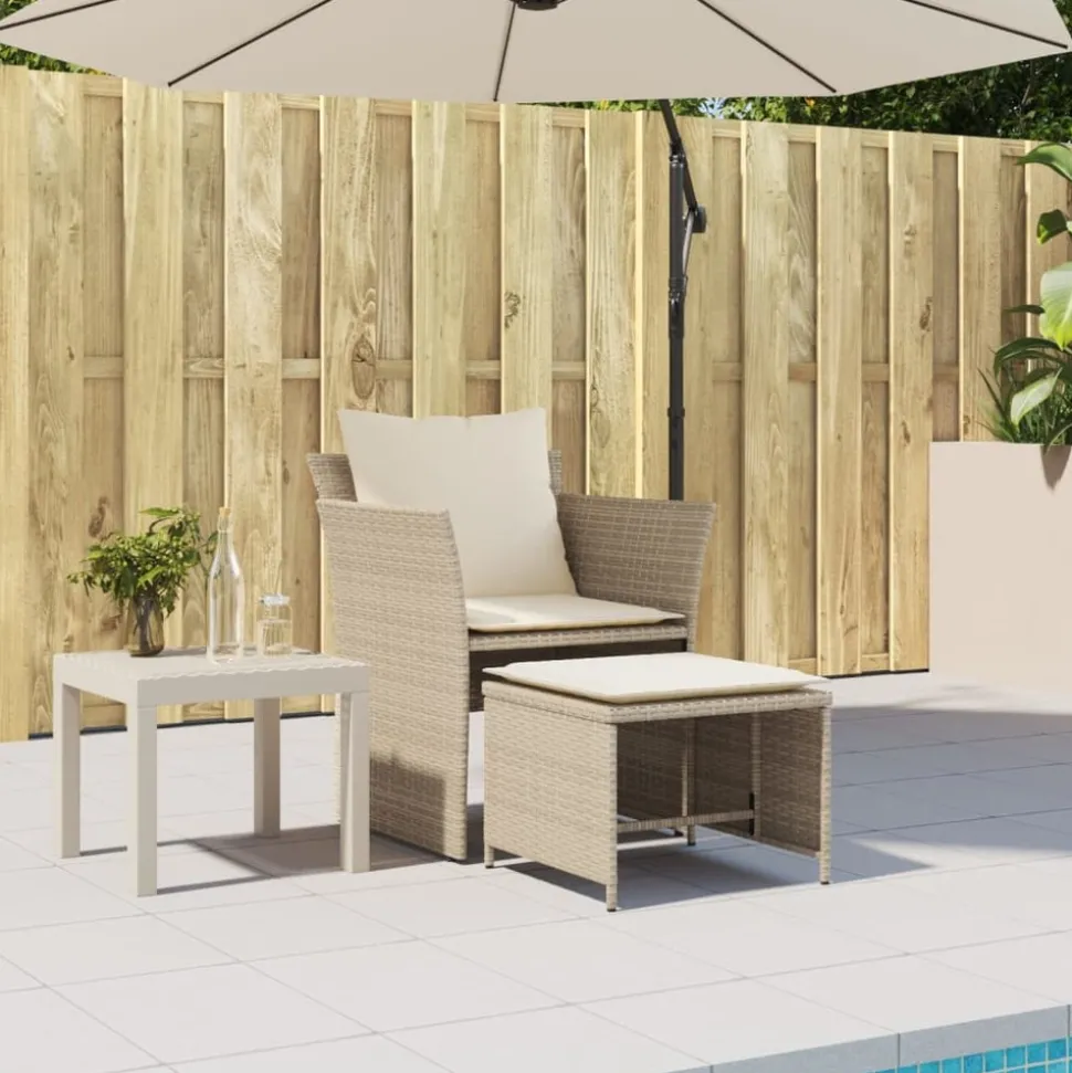 MAISON EXCLUSIVE - Chaise de jardin avec tabouret beige résine tressée