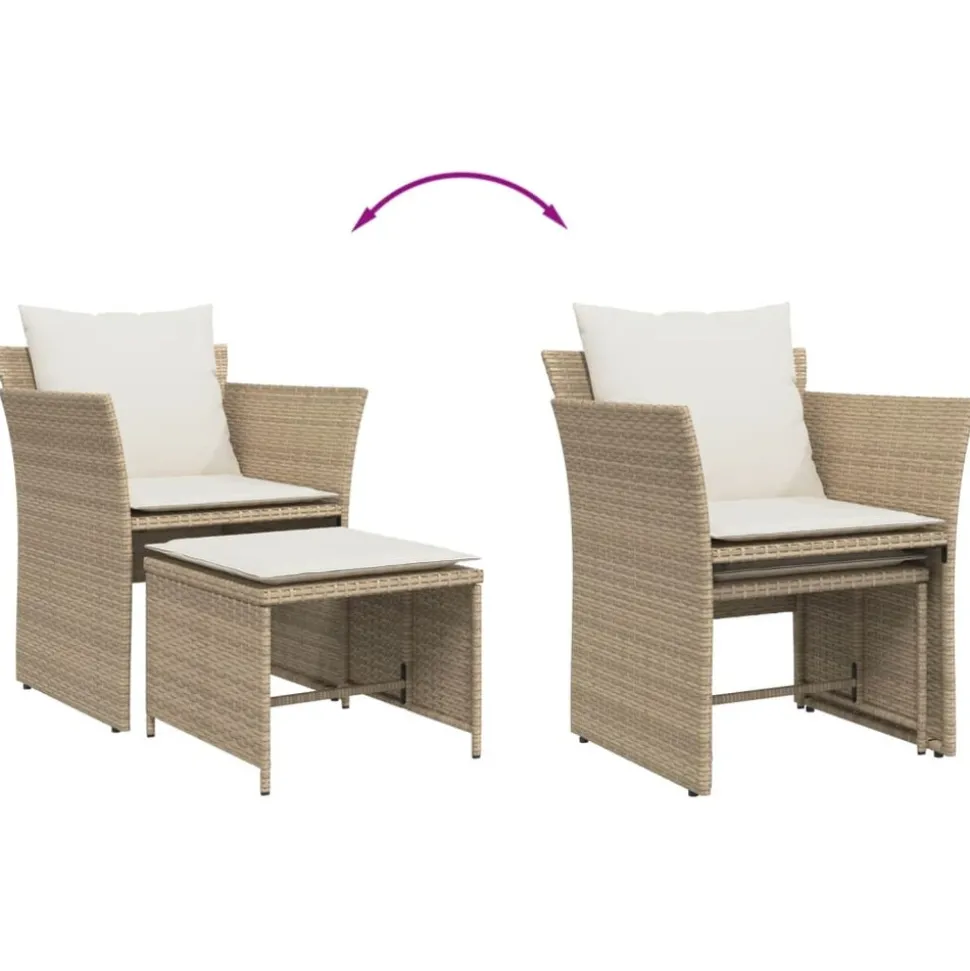 MAISON EXCLUSIVE - Chaise de jardin avec tabouret beige résine tressée
