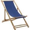MAISON EXCLUSIVE - Chaise de terrasse bambou et toile bleu marine
