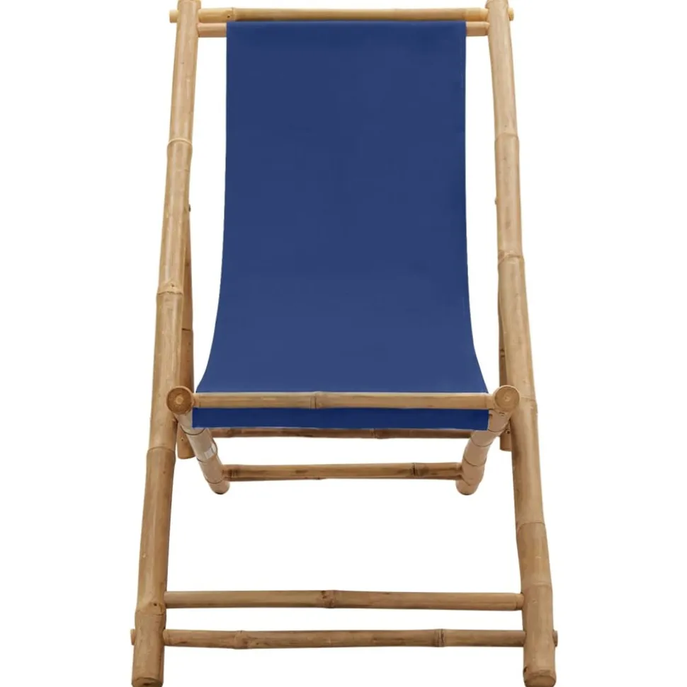 MAISON EXCLUSIVE - Chaise de terrasse bambou et toile bleu marine