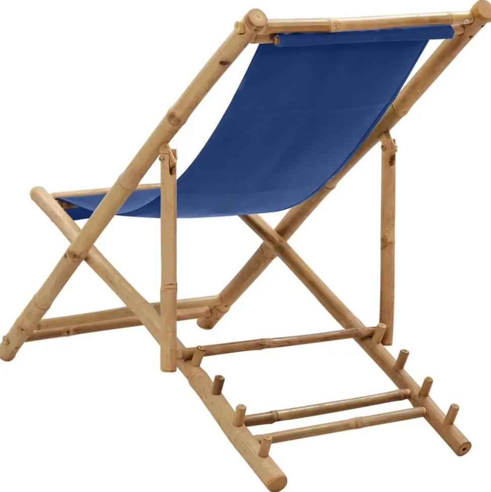 MAISON EXCLUSIVE - Chaise de terrasse bambou et toile bleu marine