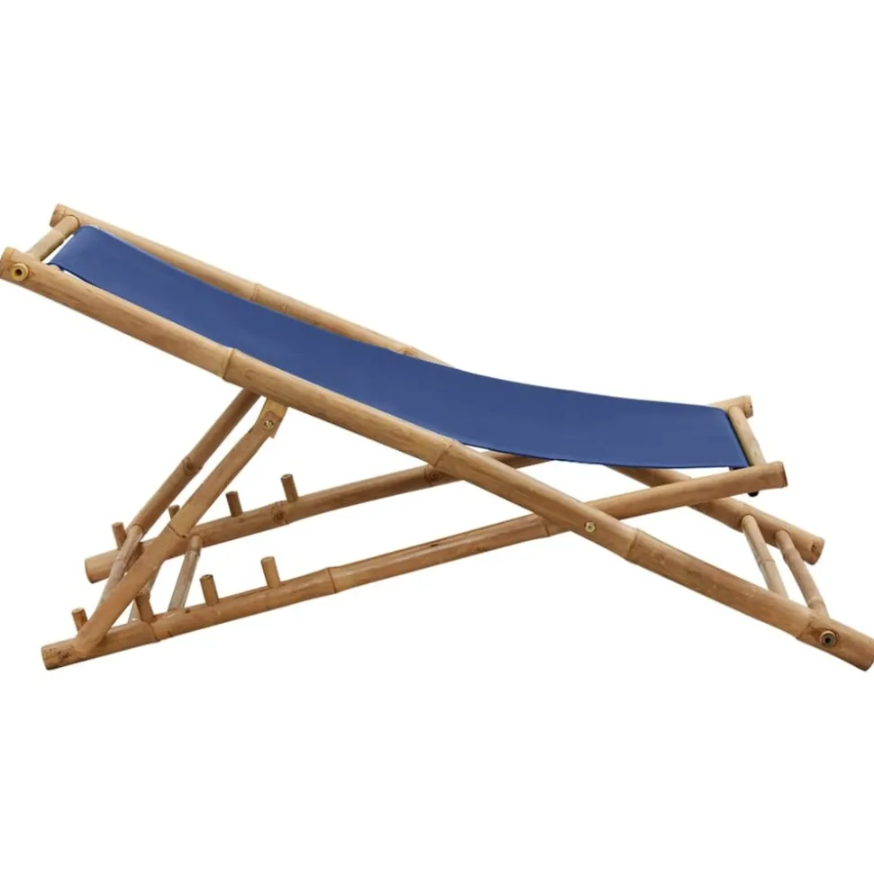 MAISON EXCLUSIVE - Chaise de terrasse bambou et toile bleu marine