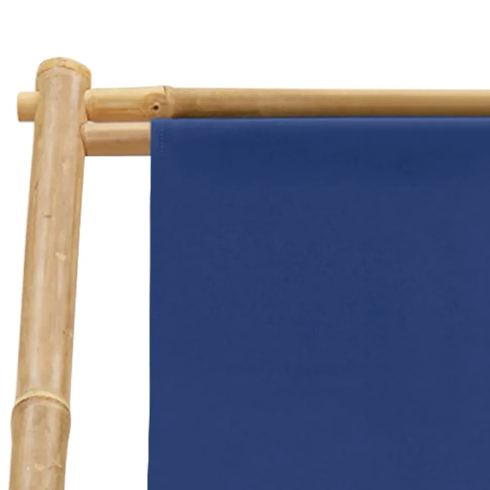 MAISON EXCLUSIVE - Chaise de terrasse bambou et toile bleu marine