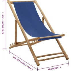 MAISON EXCLUSIVE - Chaise de terrasse bambou et toile bleu marine
