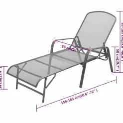 MAISON EXCLUSIVE - Chaise longue acier anthracite