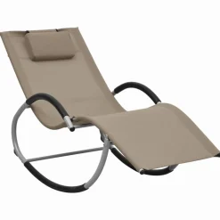 MAISON EXCLUSIVE - Chaise longue avec oreiller taupe textilène