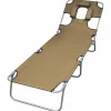 MAISON EXCLUSIVE - Chaise longue pliable et coussin de tête dossier réglable taupe