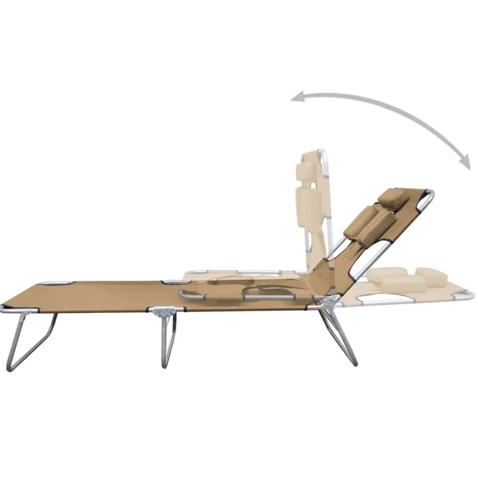 MAISON EXCLUSIVE - Chaise longue pliable et coussin de tête dossier réglable taupe