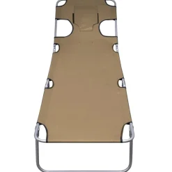 MAISON EXCLUSIVE - Chaise longue pliable et coussin de tête dossier réglable taupe