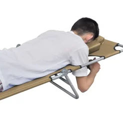 MAISON EXCLUSIVE - Chaise longue pliable et coussin de tête dossier réglable taupe