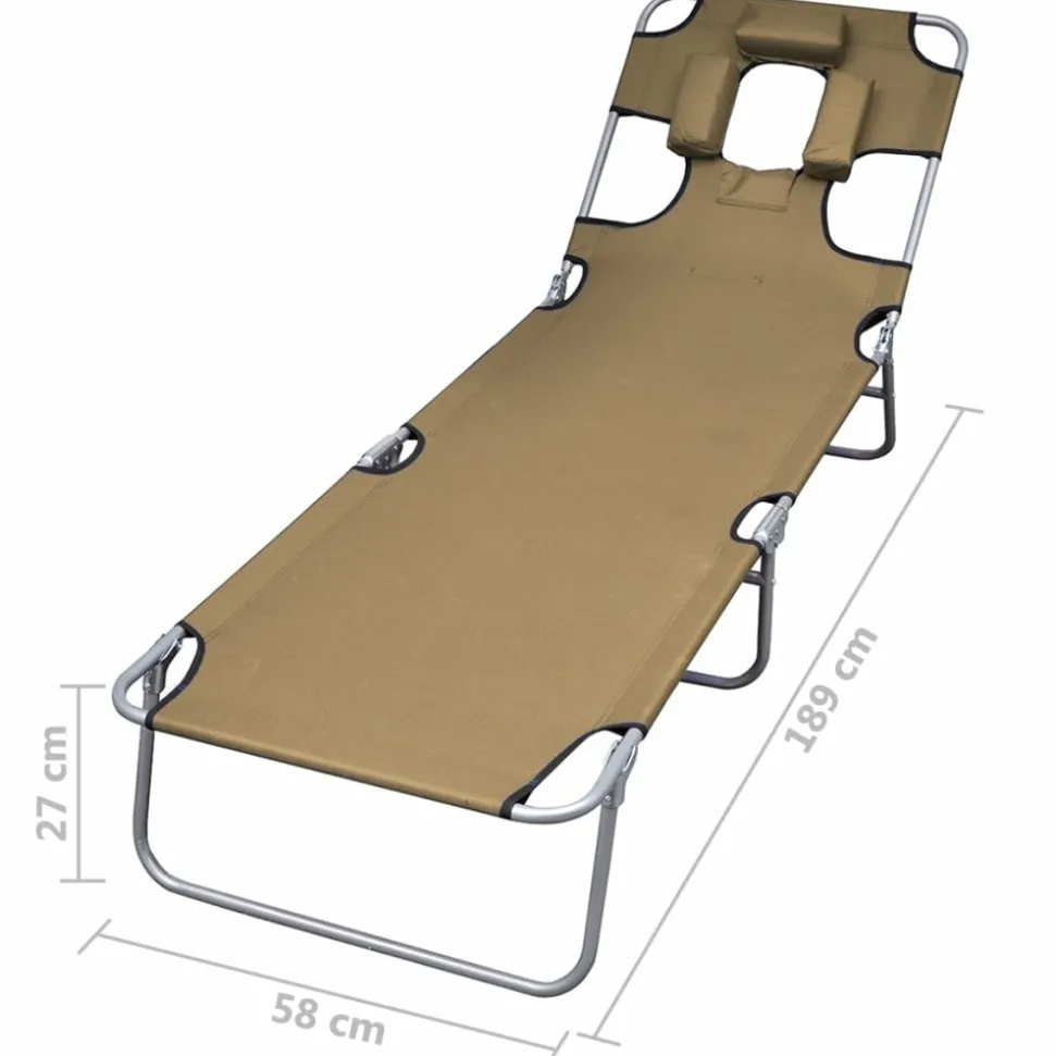 MAISON EXCLUSIVE - Chaise longue pliable et coussin de tête dossier réglable taupe