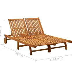 MAISON EXCLUSIVE - Chaise longue de jardin 2 places avec coussins acacia solide