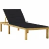 MAISON EXCLUSIVE - Chaise longue avec coussin noir bois de pin imprégné