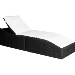 MAISON EXCLUSIVE - Chaise longue avec coussin résine tressée noir