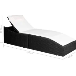 MAISON EXCLUSIVE - Chaise longue avec coussin résine tressée noir