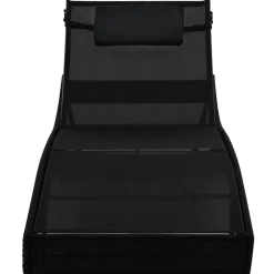 MAISON EXCLUSIVE - Chaise longue avec oreiller résine tressée noir