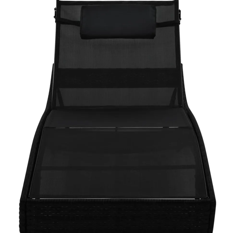 MAISON EXCLUSIVE - Chaise longue avec oreiller résine tressée noir