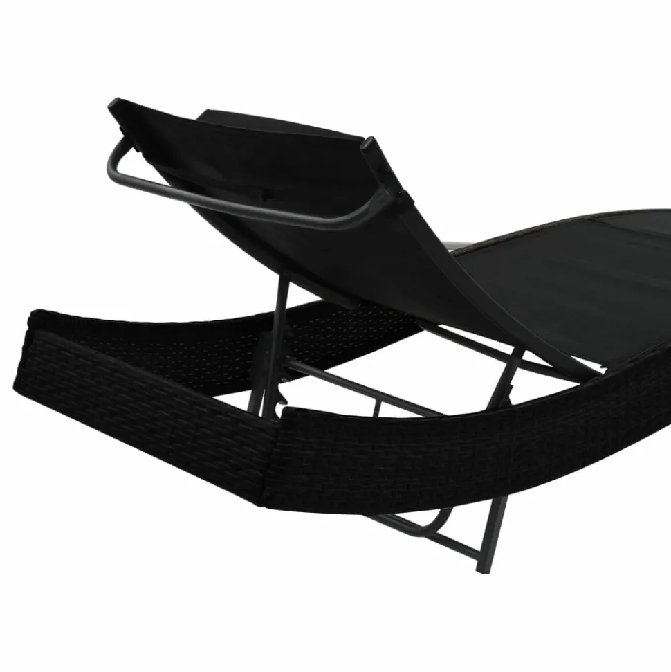 MAISON EXCLUSIVE - Chaise longue avec oreiller résine tressée noir