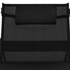 MAISON EXCLUSIVE - Chaise longue avec oreiller résine tressée noir