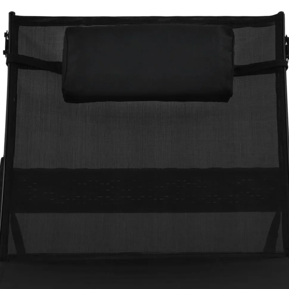 MAISON EXCLUSIVE - Chaise longue avec oreiller résine tressée noir