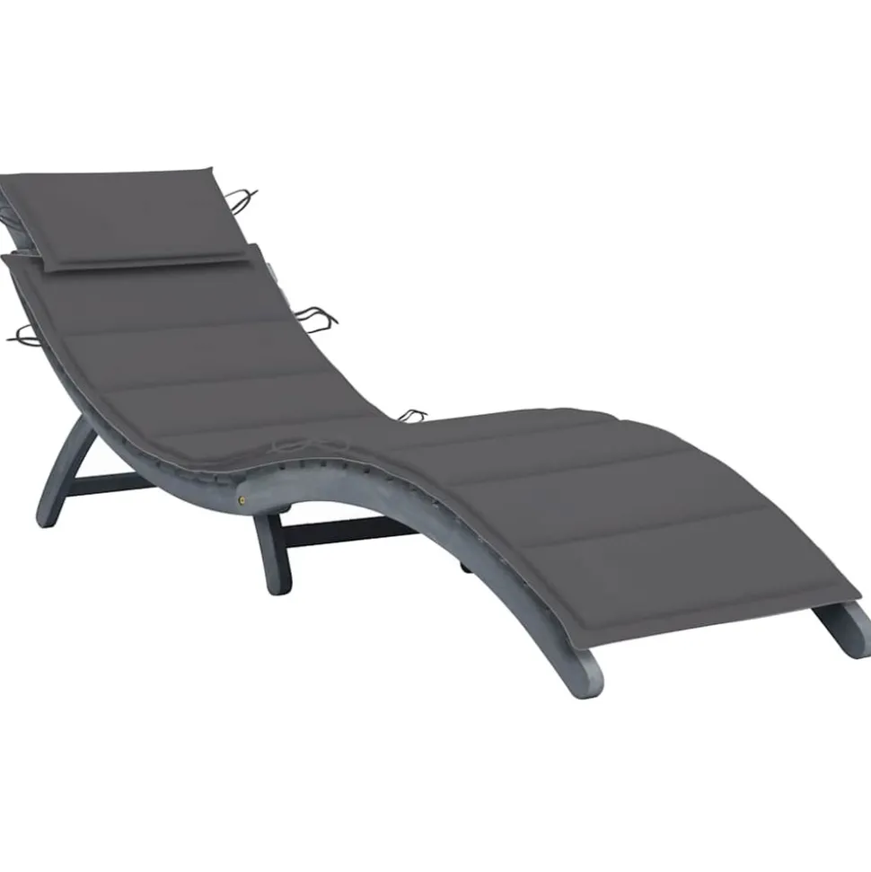 MAISON EXCLUSIVE - Chaise longue avec coussin gris bois d'acacia solide