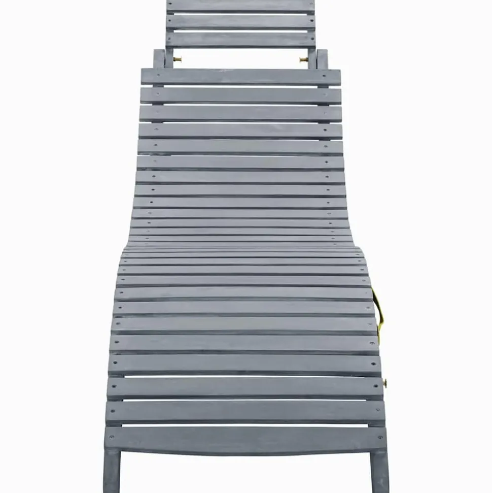 MAISON EXCLUSIVE - Chaise longue avec coussin gris bois d'acacia solide