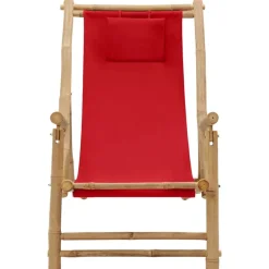 MAISON EXCLUSIVE - Chaise de terrasse bambou et toile rouge