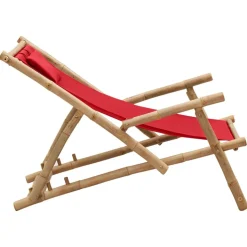 MAISON EXCLUSIVE - Chaise de terrasse bambou et toile rouge