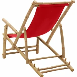 MAISON EXCLUSIVE - Chaise de terrasse bambou et toile rouge