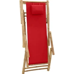 MAISON EXCLUSIVE - Chaise de terrasse bambou et toile rouge