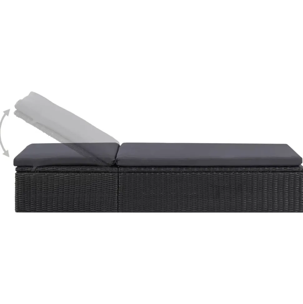 MAISON EXCLUSIVE - Chaise longue résine tressée noir et gris foncé