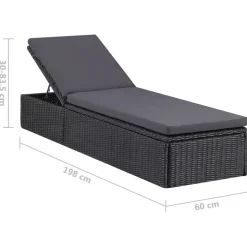 MAISON EXCLUSIVE - Chaise longue résine tressée noir et gris foncé