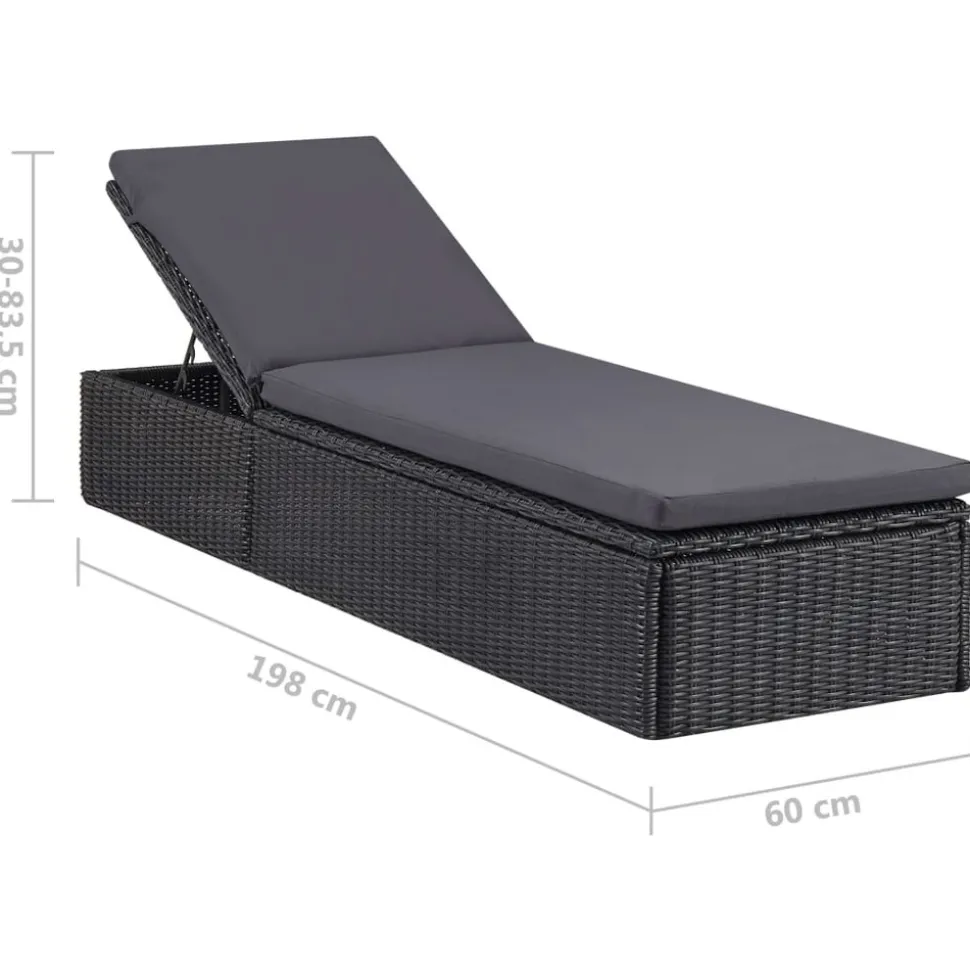 MAISON EXCLUSIVE - Chaise longue résine tressée noir et gris foncé
