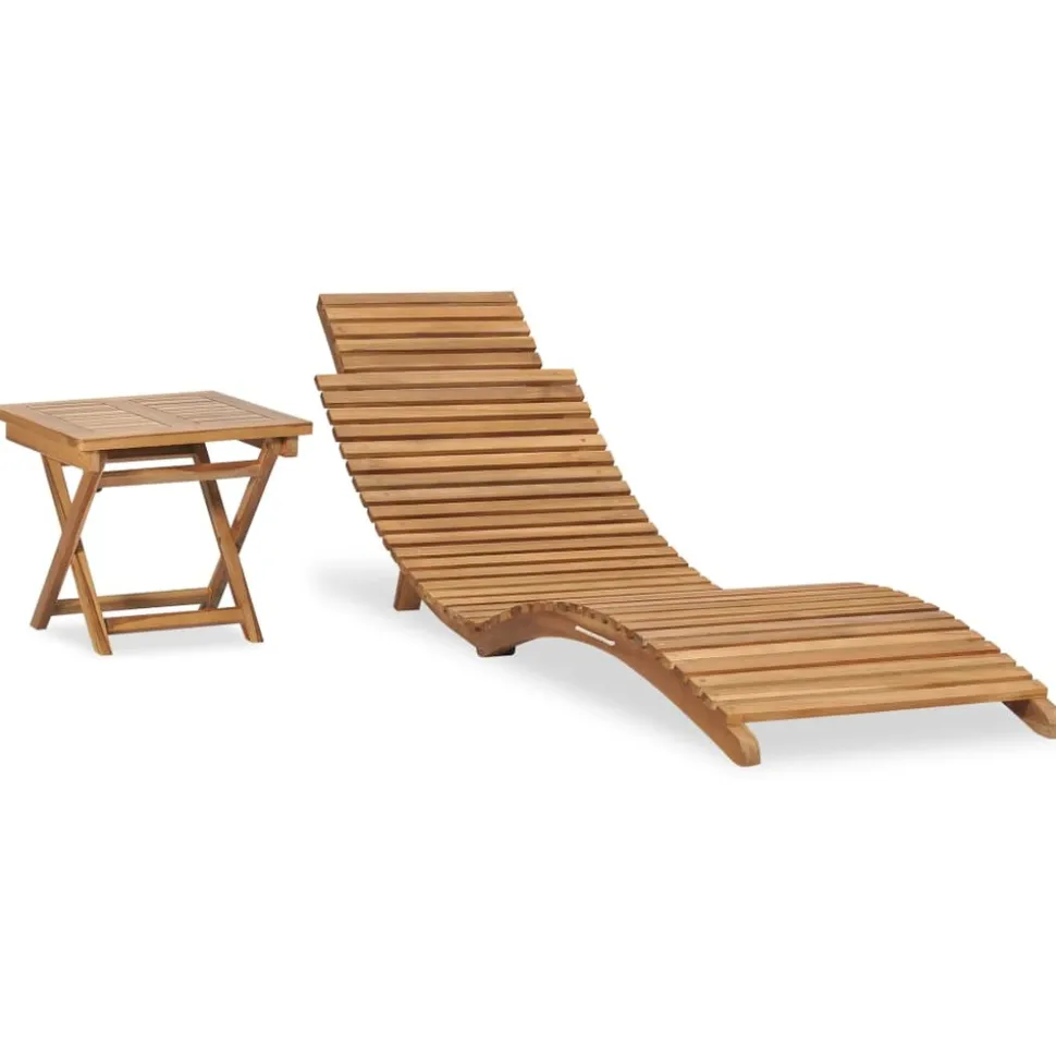 MAISON EXCLUSIVE - Chaise longue pliable avec table bois de teck solide