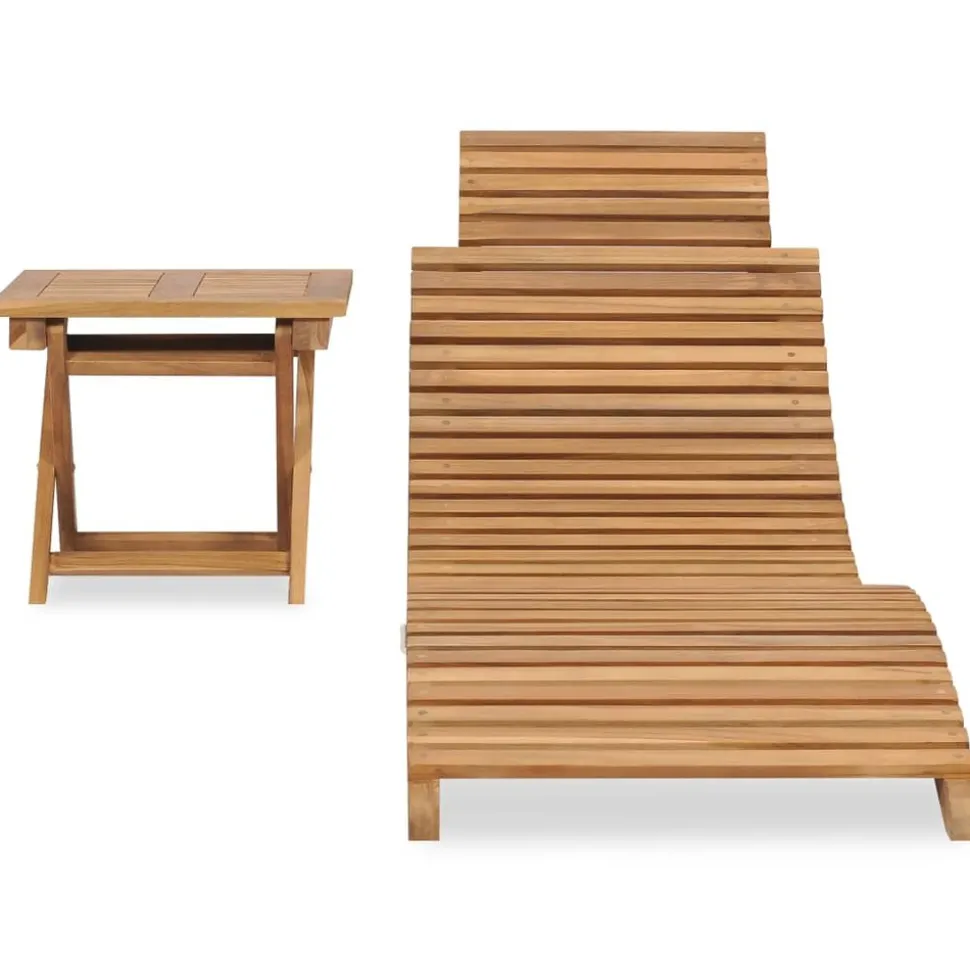 MAISON EXCLUSIVE - Chaise longue pliable avec table bois de teck solide