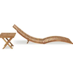 MAISON EXCLUSIVE - Chaise longue pliable avec table bois de teck solide