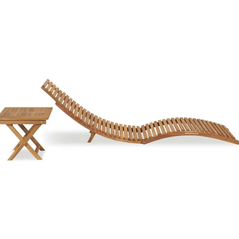 MAISON EXCLUSIVE - Chaise longue pliable avec table bois de teck solide