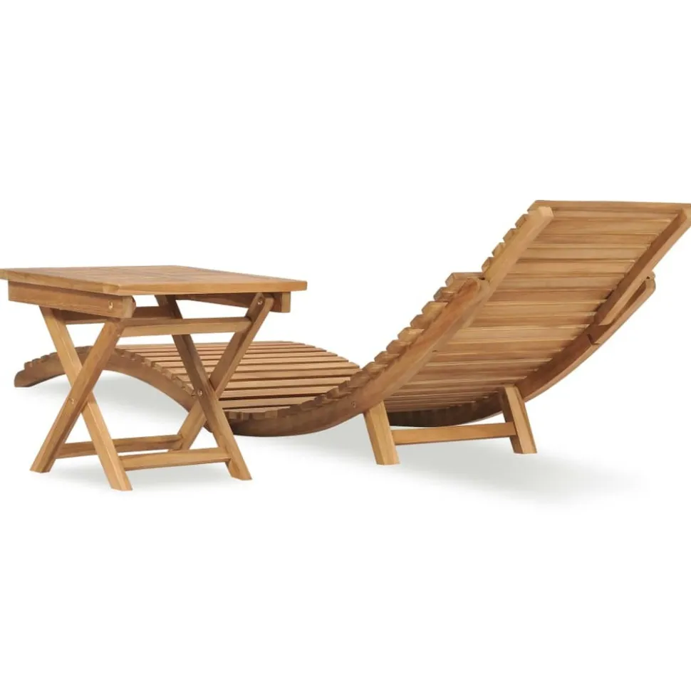 MAISON EXCLUSIVE - Chaise longue pliable avec table bois de teck solide