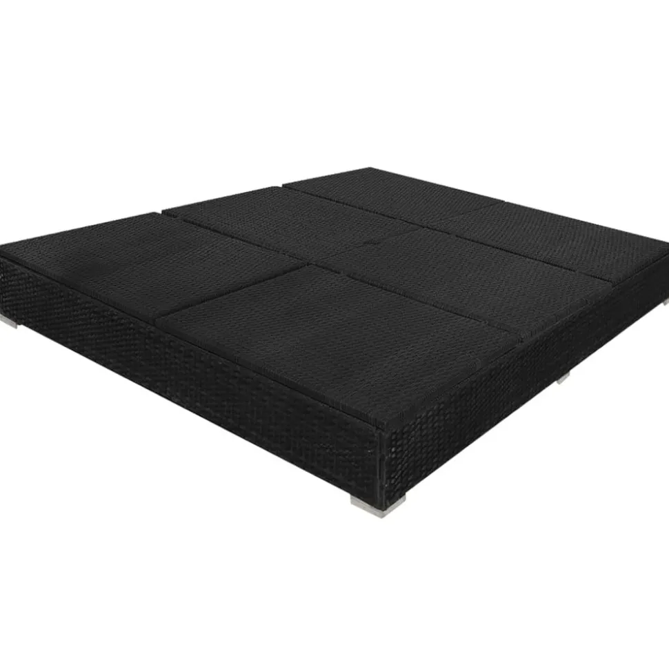 MAISON EXCLUSIVE - Chaise longue d'extérieur avec parasol résine tressée noir