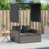 MAISON EXCLUSIVE - Chaise longue double avec toit et rideaux gris résine tressée