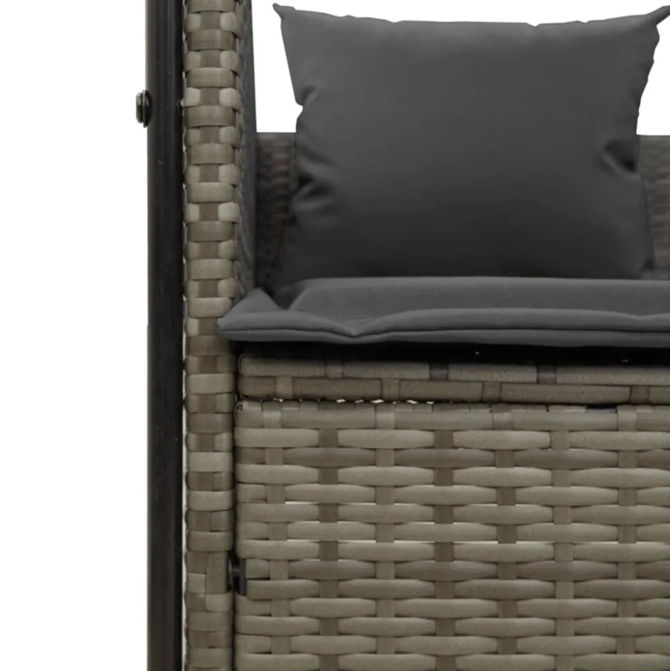 MAISON EXCLUSIVE - Chaise longue double avec toit et rideaux gris résine tressée