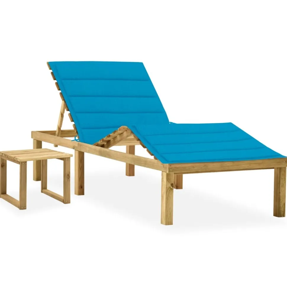 MAISON EXCLUSIVE - Chaise longue de jardin avec table et coussin pin imprégné