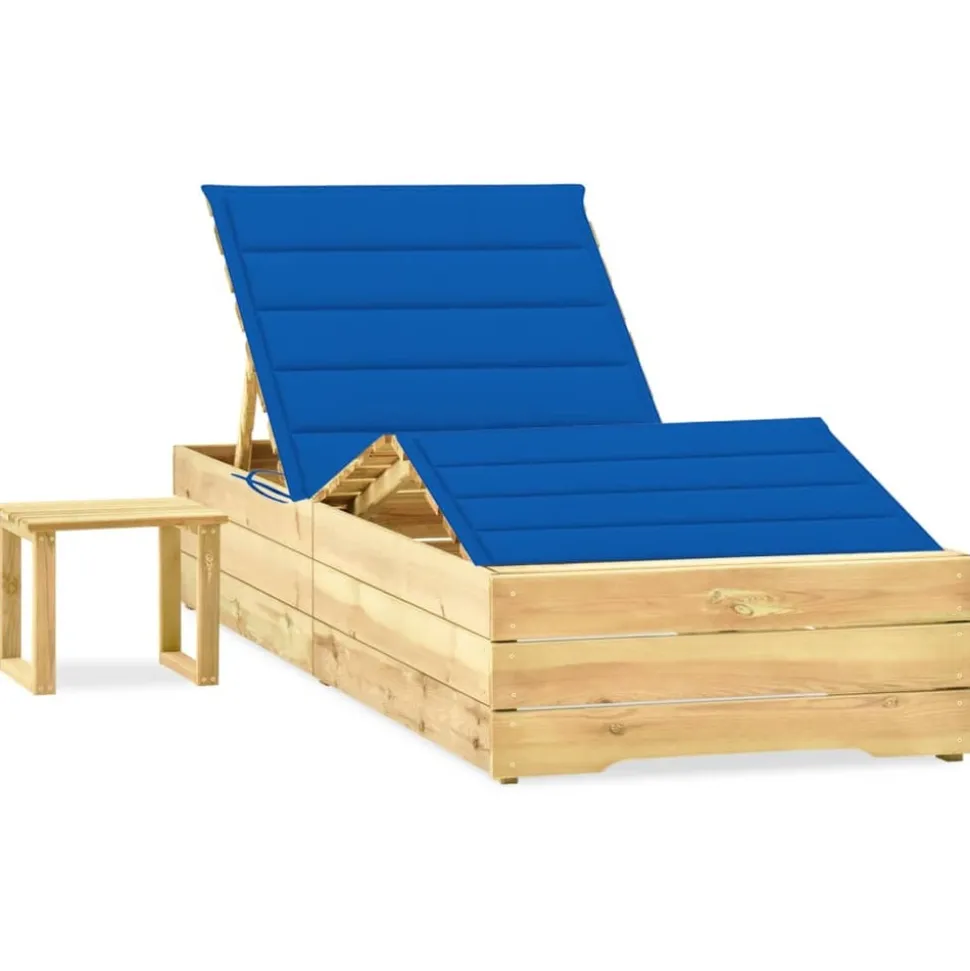 MAISON EXCLUSIVE - Chaise longue de jardin avec table et coussin pin imprégné
