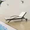 MAISON EXCLUSIVE - Chaise longue avec coussin et roues résine tressée noir