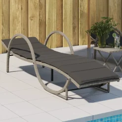 MAISON EXCLUSIVE - Chaise longue et coussin gris clair 60x199x42 cm résine tressée